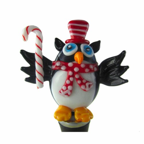 Zees Creations 14707 Glass Wine Bottle Christmas Owl With Candy Perspective: front