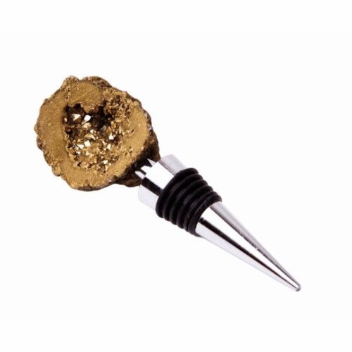 Zees Creations GS3004 Stainless Steel Gemstoppers, Gold Aura Half-Geode Quartz Perspective: front