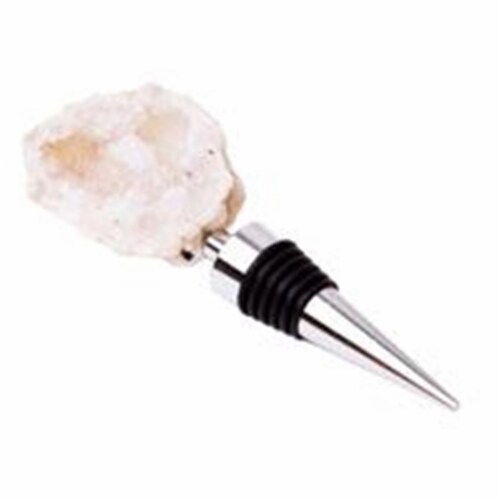 Zees Creations GS3007 Stainless Steel Gemstoppers, Natural Half-Geode Quartz Perspective: front
