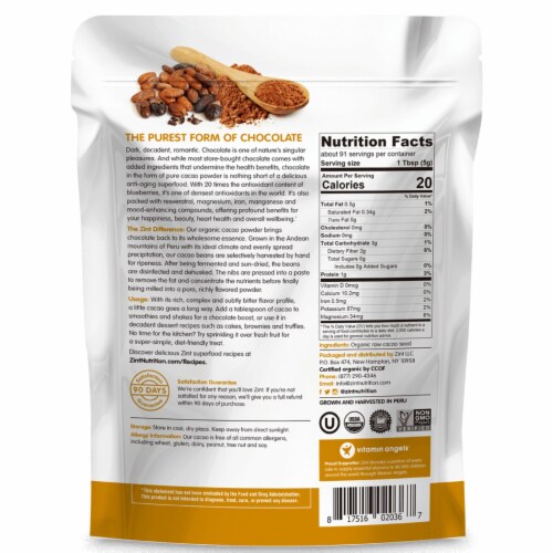 Zint  Cacao Raw Organic Powder Perspective: front