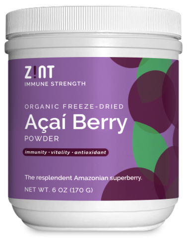 Zint Organic Freeze-Dried Acai Berry Powder Perspective: front