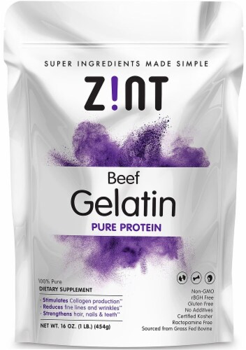 Zint  Grass Fed Beef Gelatin Thickening Protein Powder Perspective: front