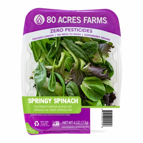 80 Acres Farms Springy Spinach Salad Blend Perspective: front