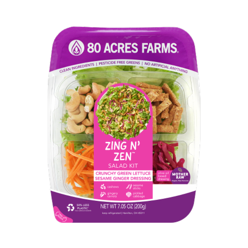 80 Acres Farms® Zing N' Zen Salad Kit Perspective: front