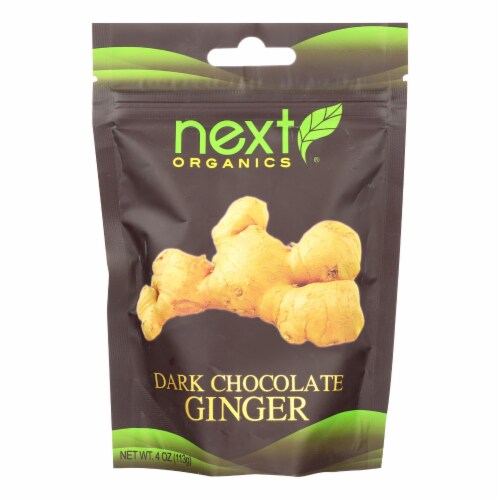 Next Organics Dark Chocolate Covered Ginger Perspective: front