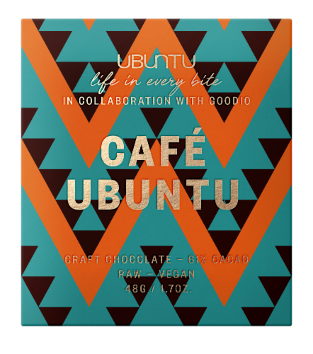 Goodio Cafe Ubuntu 61% Cacao Craft Chocolate Perspective: front