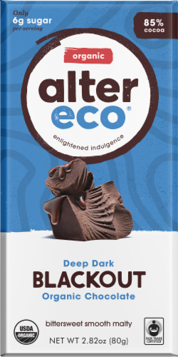 Alter Eco Organic Deep Dark Blackout Chocolate Bar Perspective: front