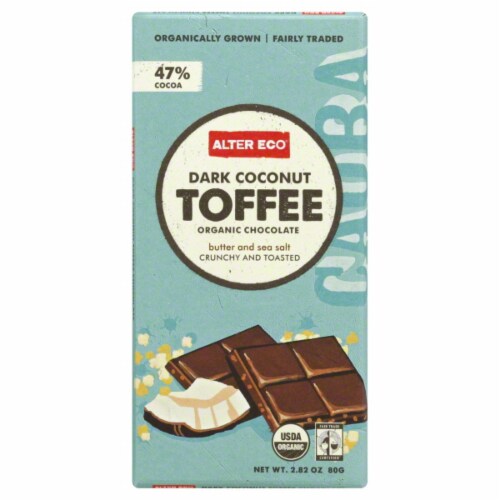 Alter Eco Dark Coconut Toffee Bar Perspective: front