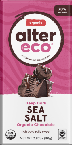 Alter Eco Organic Deep Dark Sea Salt Chocolate Bar Perspective: front