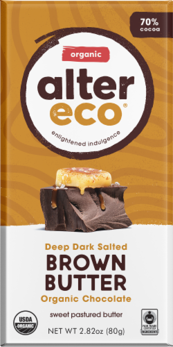 Alter Eco Organic Dark Salted Brown Butter Chocolate Bar Perspective: front