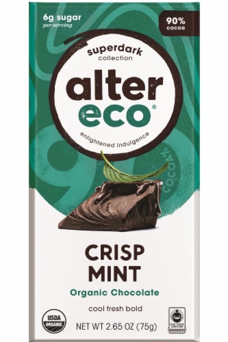 Alter Eco Crisp Mint Superdark Organic Chocolate Bar Perspective: front