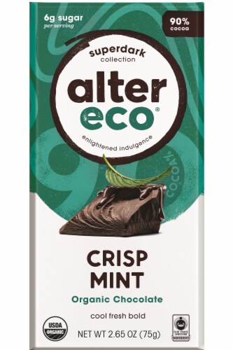Alter Eco Crisp Mint Superdark Organic Chocolate Bar Perspective: front