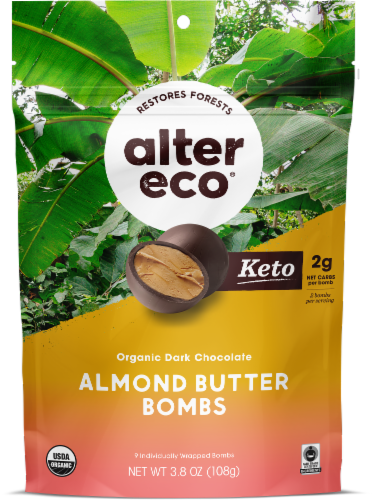 Alter Eco® Organic Dark Chcoclate Almond Butter Bombs Perspective: front