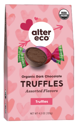 Alter Eco Organic Dark Chocolate Truffles Valentine Candy Perspective: front