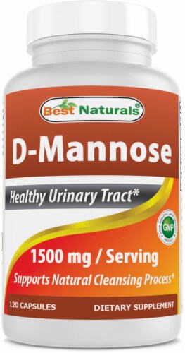 Best Naturals D-Mannose Capsules - Urinary Tract Cleanse Supplement 1500mg/Serving - 120 Coun Perspective: front