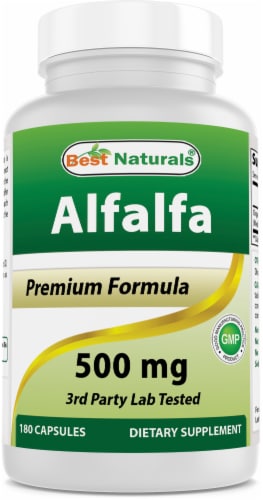 Best Naturals Alfalfa Green Super Food 500 mg 180 Capsules Perspective: front