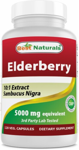 Best Naturals Elderberry Sambucus Nigra 5000mg Equivalent 120 Veg Capsules Perspective: front