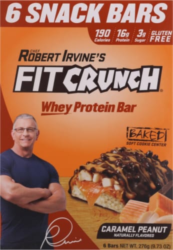Robert Irvine's Fit Crunch Caramel Peanut Whey Protein Bars Perspective: front