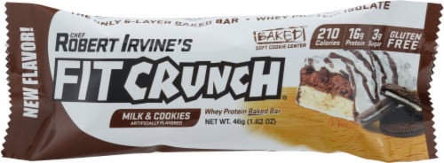 Robert Irvine's Fit Crunch Milk & Cookies Whey Protein Bars Perspective: front