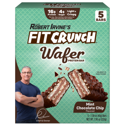 Fitcrunch® Wafer Protein Bar Mint Chocolate Chip Multi-Pack Perspective: front