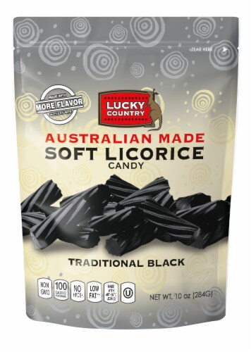 Lucky Country Traditional Black Flavor Soft Licorice Candy Perspective: front