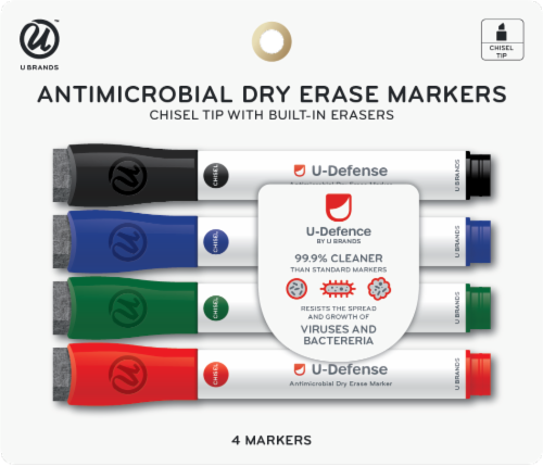 U Brands Antimicrobial Dry Erase Markers - Assorted Perspective: front