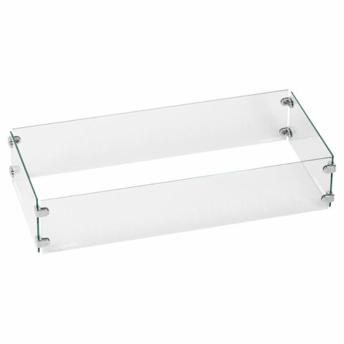 American Fireglass FG-AFPP-30 30 x 10 in. Tempered Glass Flame Guard for Drop-In Fire Pit Pan Perspective: front