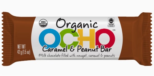 OCHO Organic Caramel & Peanut Butter Milk Chocolate Bar Perspective: front