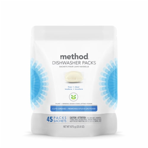 METHOD Power Dish Dishwasher Detergent Packs Free + Clear Perspective: front