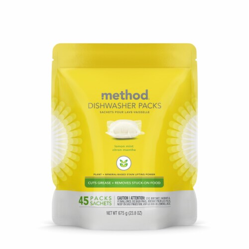 Method® Lemon Mint Dishwasher Detergent Packs Perspective: front