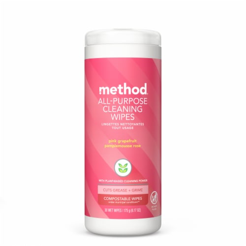 METHOD All-Purpose Cleaning Wipes Pink Grapefruit Perspective: front