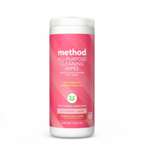 METHOD All-Purpose Cleaning Wipes Pink Grapefruit Perspective: front