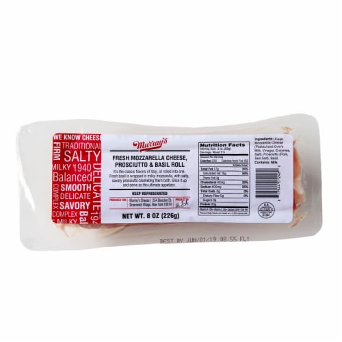 Murray's Fresh Mozzarella Cheese Prosciutto & Basil Roll Perspective: front