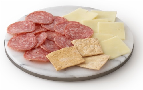 Murray's® Sharp White Cheddar Cheese + Genoa + Sea Salt Crackers Snack Pack Perspective: front