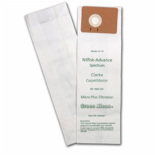 Green Klean GK-CMastr Nilfisk Advance Spectrum Replacement Vacuum Bags - 10 per Case - Case o Perspective: front