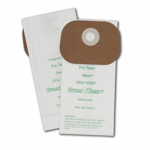 Green Klean GK-Sierra Pro Team Sierra & Lil Hummer II Replacement Vacuum Bags - 10 per Case - Perspective: front