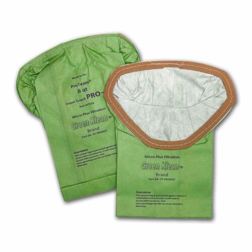 Green Klean GK-PT-PRO6QT Pro Team-Super Coach Pro 6 qt Replacement Vacuum Bags - 10 per Case Perspective: front