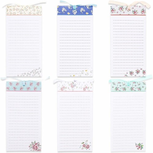 Floral Magnetic Notepads for Refrigerator, 60 Sheets Each (4 x 8 In, 6 Pack) Perspective: front