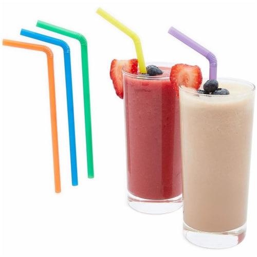 300ct Flexible Plastic Bendy Drinking Straws, Multiple Colors Perspective: front