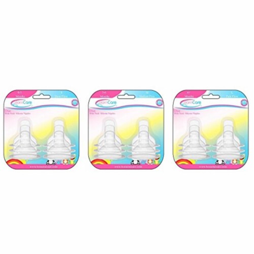 BornCare BCWS-164-1 0-3 Months, Wide Neck Silicone Nipple - 3 Pack Perspective: front