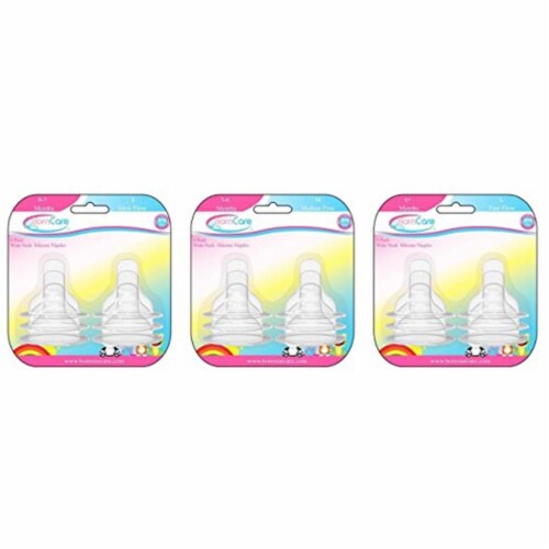 BornCare BCWS-165-1 0-3 Months, Wide Neck Silicone Nipple - 6 Pack Perspective: front