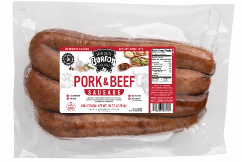 Burton Smoked Pork & Beef Sausage Perspective: front