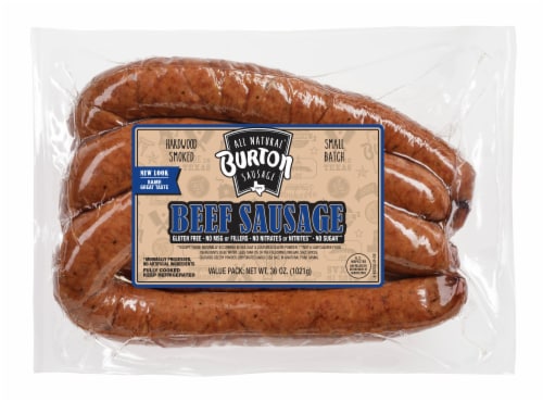 Burton Sausage Hardwood Smoked Beef Sausage Perspective: front