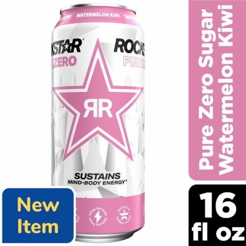 Rockstar® Pure Zero Sugar Free Watermelon Kiwi Energy Drink Can Perspective: front