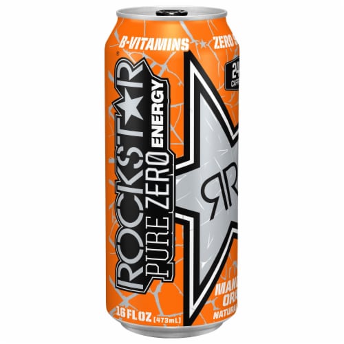 Rockstar Pure Zero Mandarin Orange Energy Drink Perspective: front