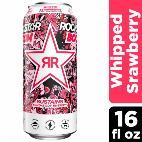 Rockstar Boom Whipped Strawberry Energy Drink Perspective: front