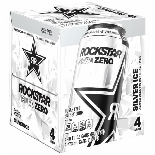 Rockstar® Pure Zero Silver Ice Energy Drink Perspective: front