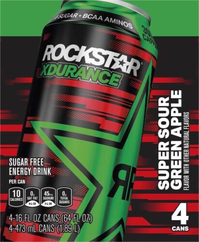 Rockstar Xdurance Super Sour Green Apple Energy Drink Perspective: front