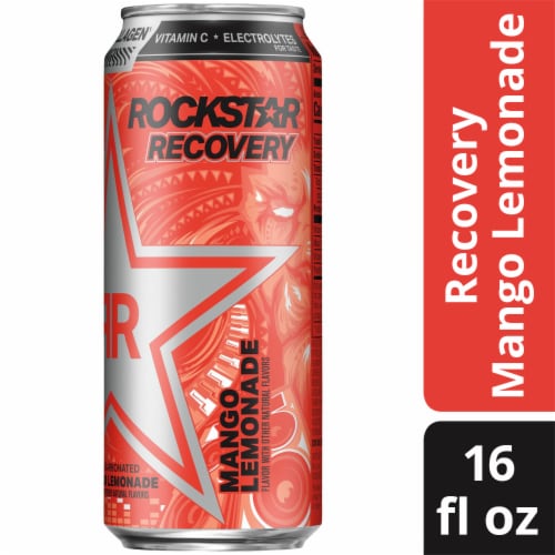 Rockstar Recovery Mango Lemonade Energy Drink Perspective: front