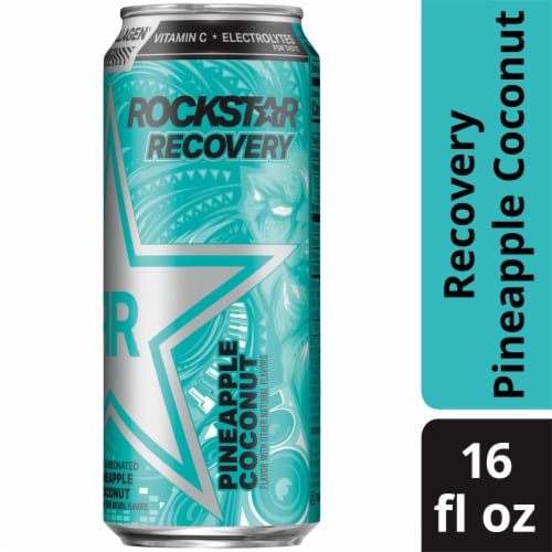 Rockstar Recovery Pineapple Coconut Energy Drink Perspective: front